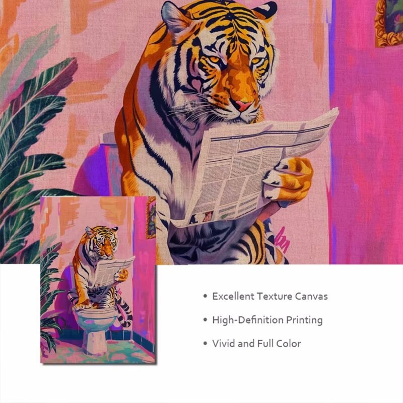 Funny Jungle Animal Tiger In Bathroom Toilet Poster - Image 3