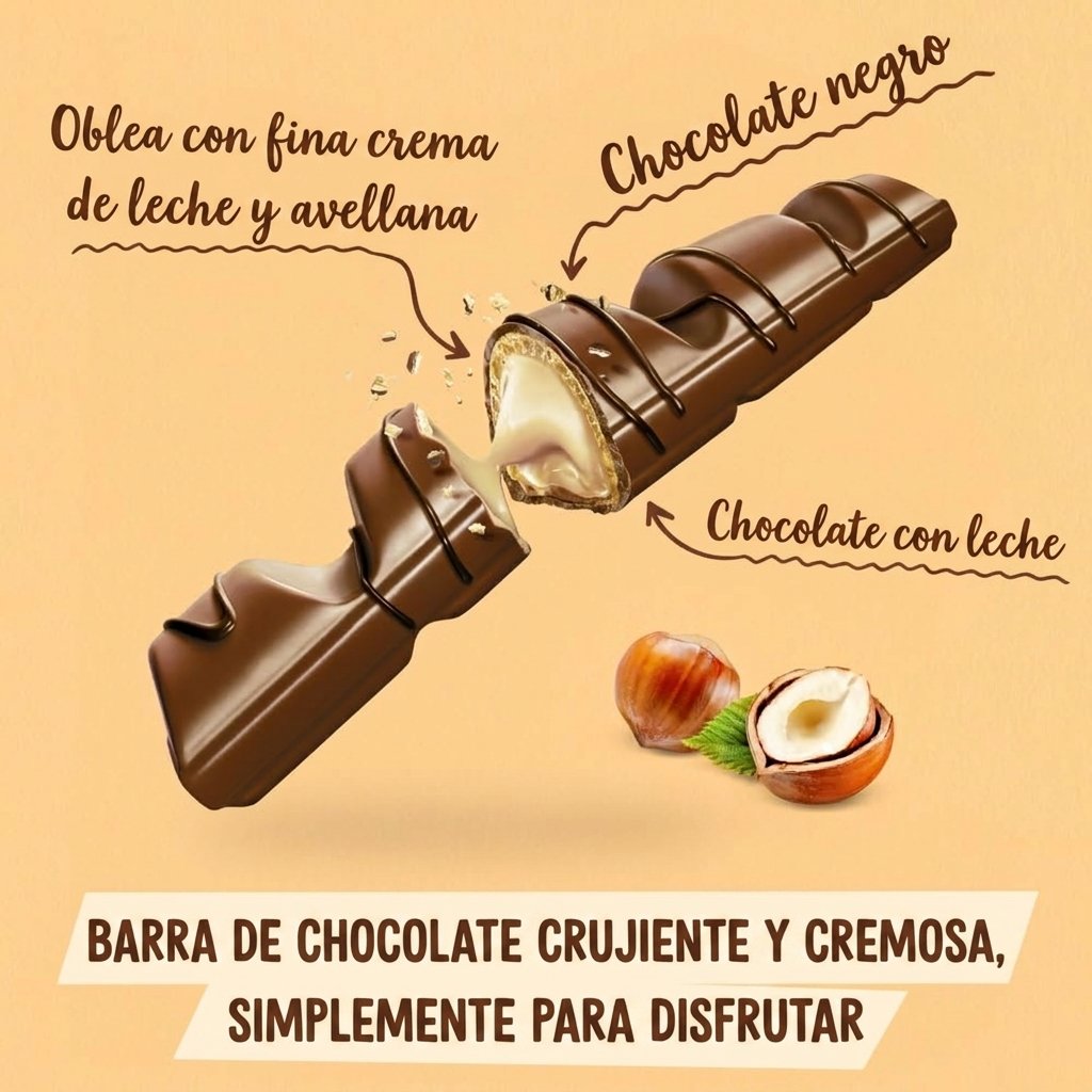 Kinder Bueno Chocolate con leche y crema de avellanas 30*43g,Kinder Bueno White ,Caja de 30 unidades,Barritas de Chocolate - Image 3