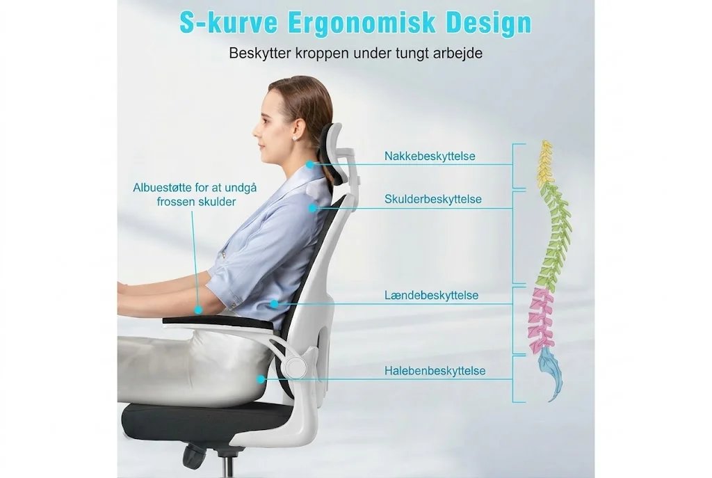 Kontorstol til gaming, ergonomisk skrivebordsstol med nakkestøtte - Image 3